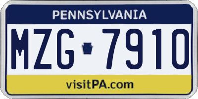 PA license plate MZG7910