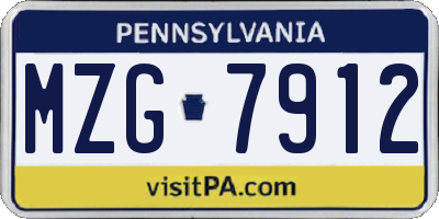 PA license plate MZG7912