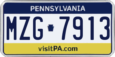 PA license plate MZG7913
