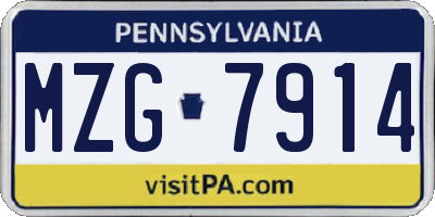 PA license plate MZG7914