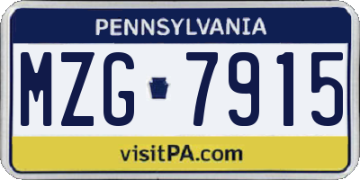 PA license plate MZG7915