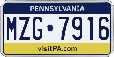 PA license plate MZG7916