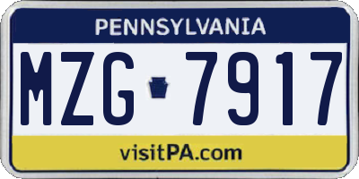 PA license plate MZG7917