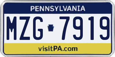 PA license plate MZG7919