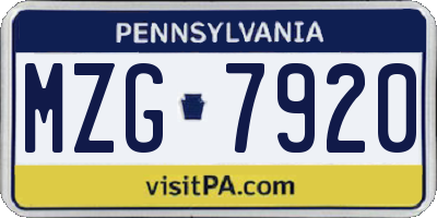PA license plate MZG7920