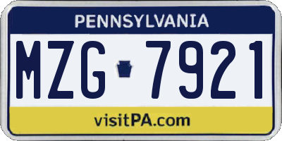 PA license plate MZG7921