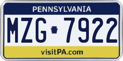 PA license plate MZG7922