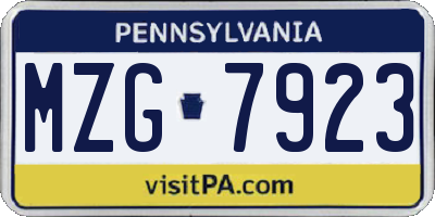 PA license plate MZG7923
