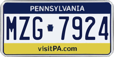 PA license plate MZG7924