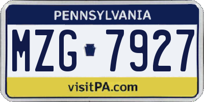 PA license plate MZG7927