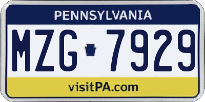 PA license plate MZG7929