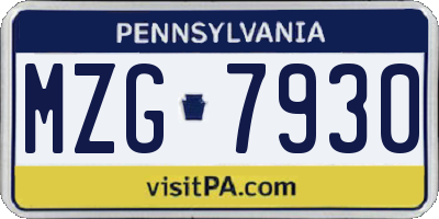PA license plate MZG7930