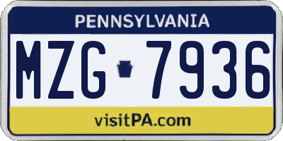 PA license plate MZG7936