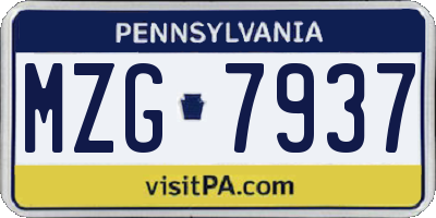 PA license plate MZG7937