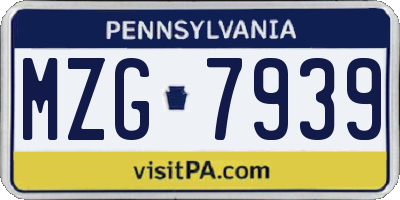 PA license plate MZG7939