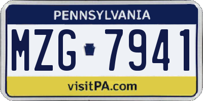 PA license plate MZG7941