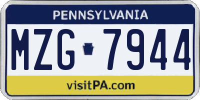 PA license plate MZG7944