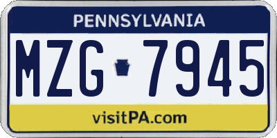 PA license plate MZG7945