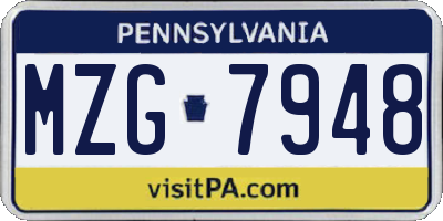 PA license plate MZG7948