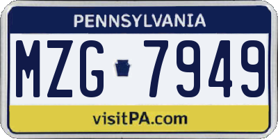 PA license plate MZG7949