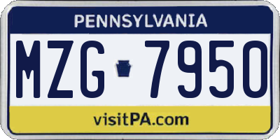 PA license plate MZG7950