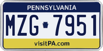 PA license plate MZG7951