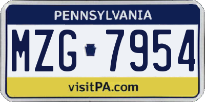 PA license plate MZG7954