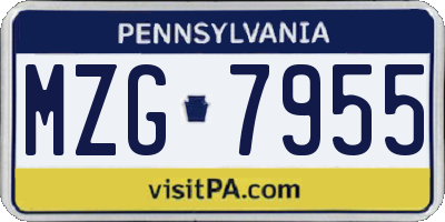 PA license plate MZG7955
