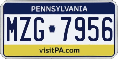 PA license plate MZG7956