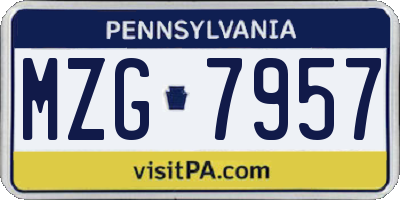 PA license plate MZG7957