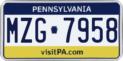PA license plate MZG7958