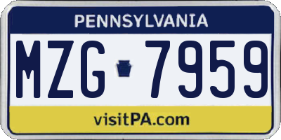PA license plate MZG7959