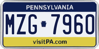 PA license plate MZG7960