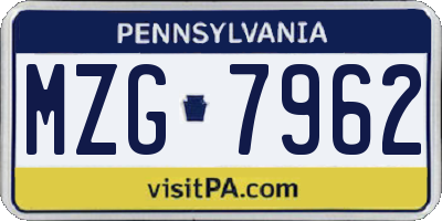PA license plate MZG7962