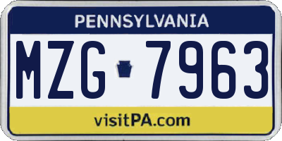 PA license plate MZG7963