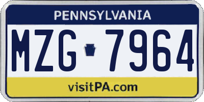 PA license plate MZG7964