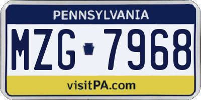 PA license plate MZG7968