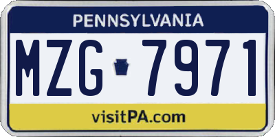 PA license plate MZG7971