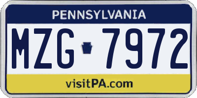 PA license plate MZG7972