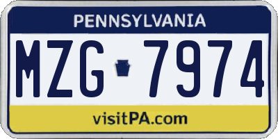 PA license plate MZG7974