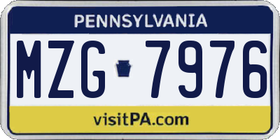 PA license plate MZG7976