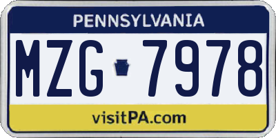 PA license plate MZG7978