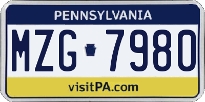 PA license plate MZG7980