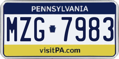 PA license plate MZG7983