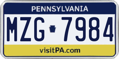PA license plate MZG7984