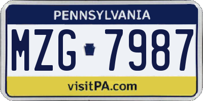 PA license plate MZG7987