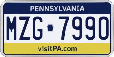 PA license plate MZG7990