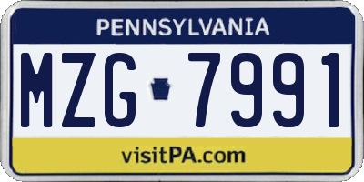 PA license plate MZG7991