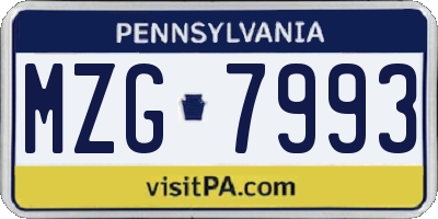 PA license plate MZG7993