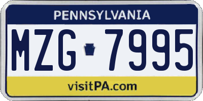 PA license plate MZG7995